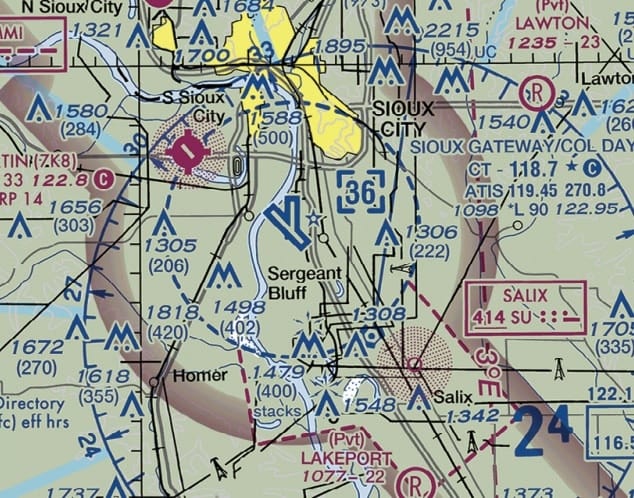 where in relation to the airfield is the airport beacon located for sioux city (sux) airport?